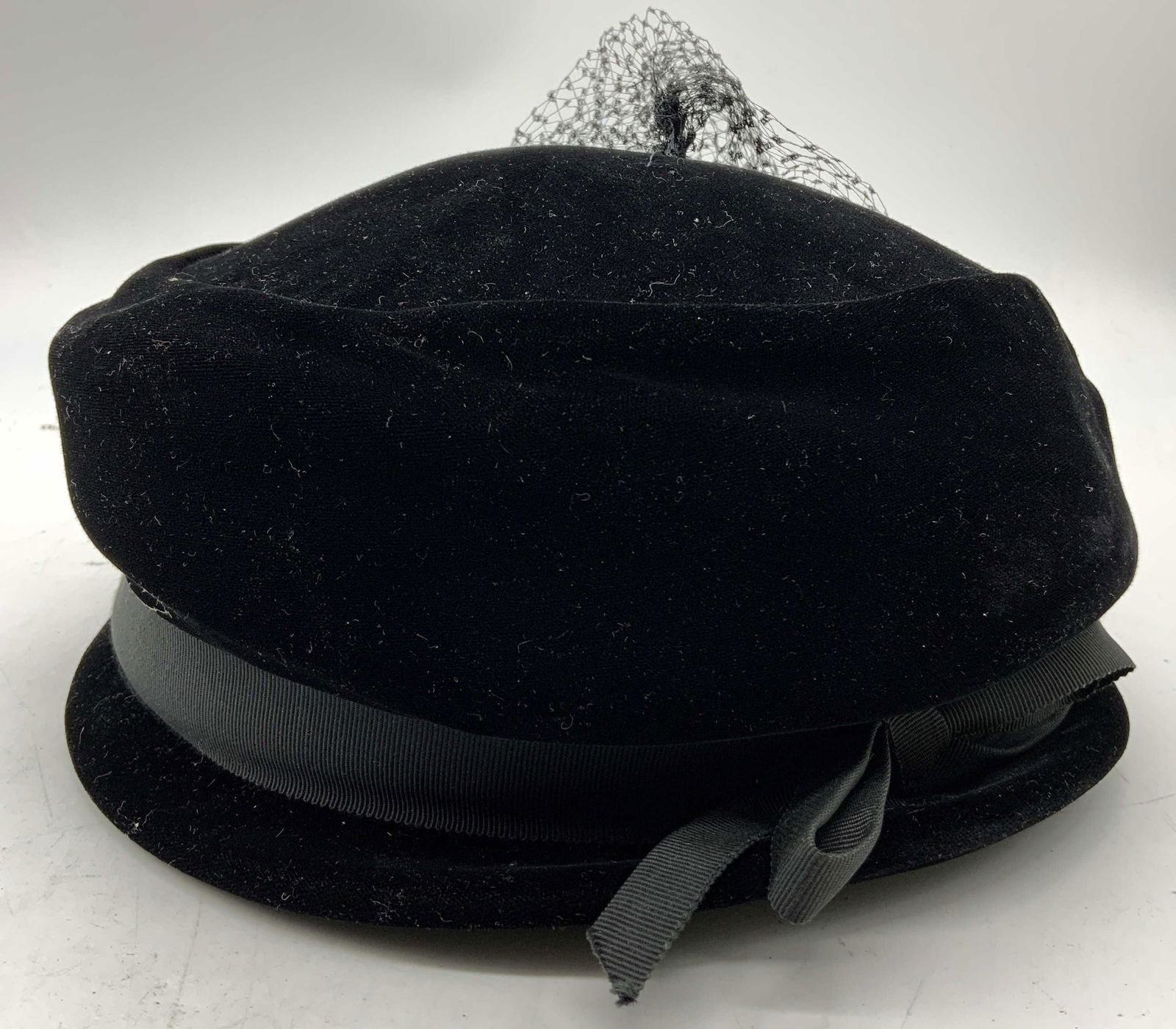 Vtg Black Velvet Womens Pillbox Hat Medium (1 of 7)
