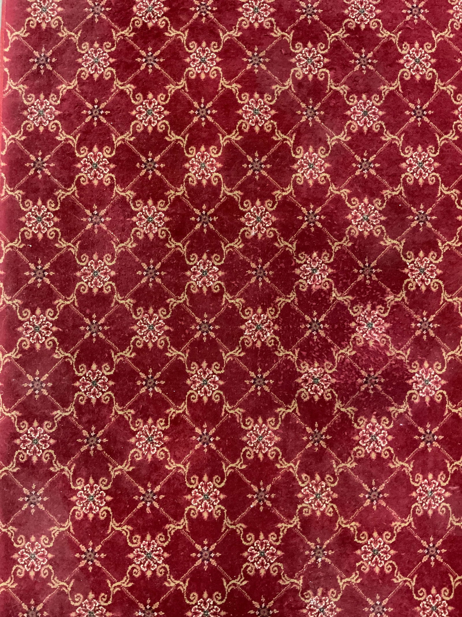 Vintage Cranberry Patterned Wool Area Rug (1 of 7)