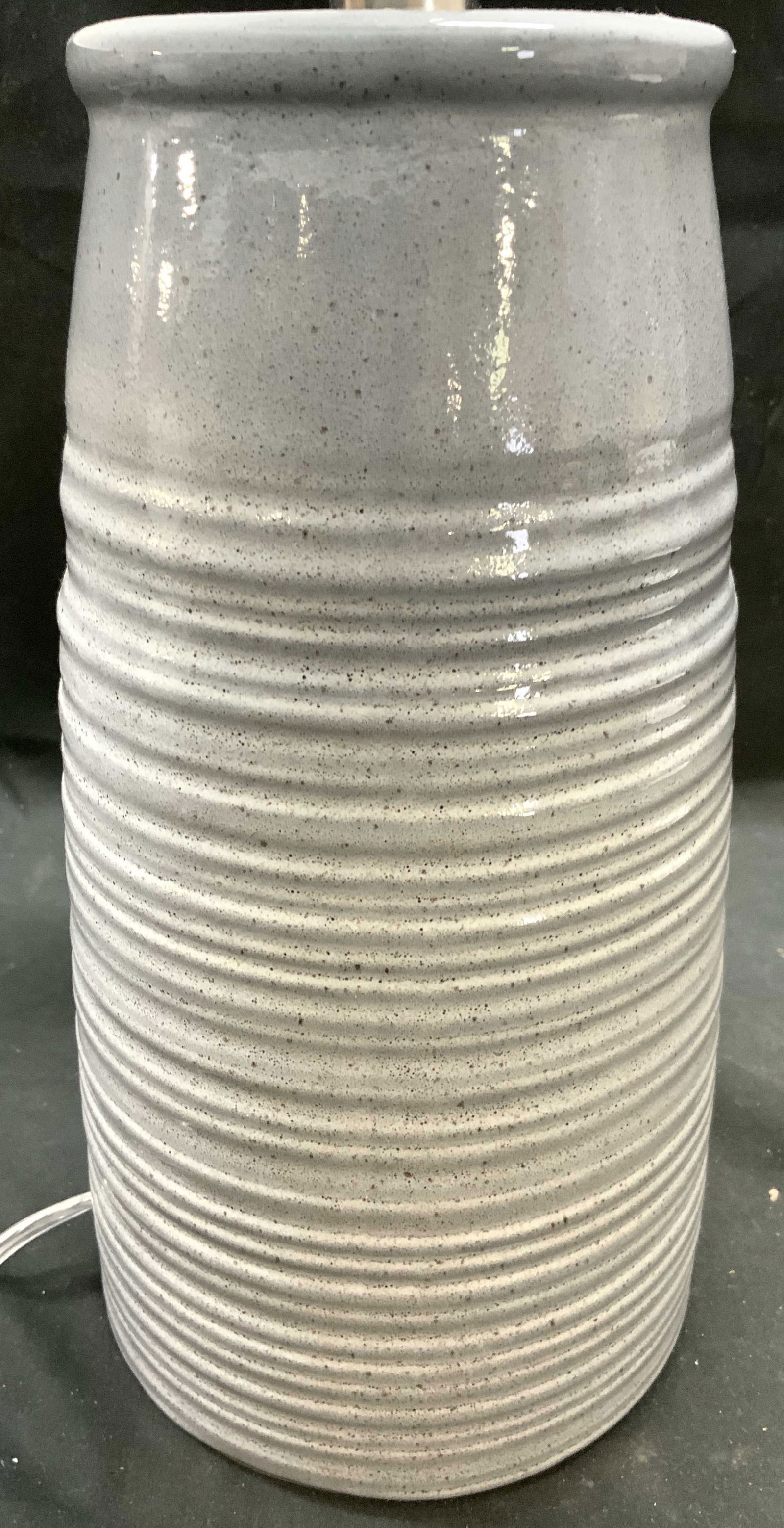 Ribbed Ceramic Table Lamp W Shade Grey (1 of 8)