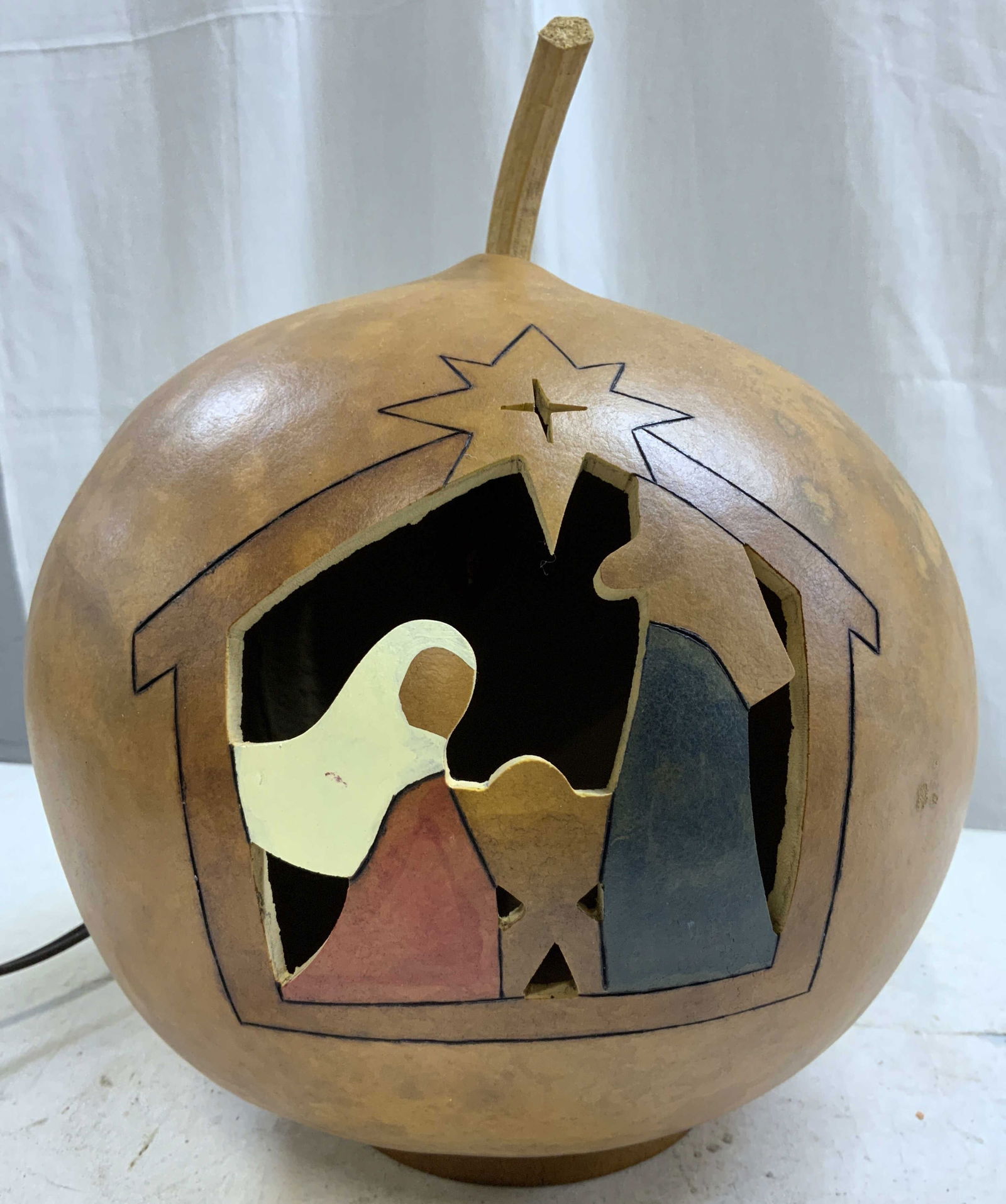 MEADOWBROOKE Nativity Silhouette Gourd Lamp USA (1 of 6)
