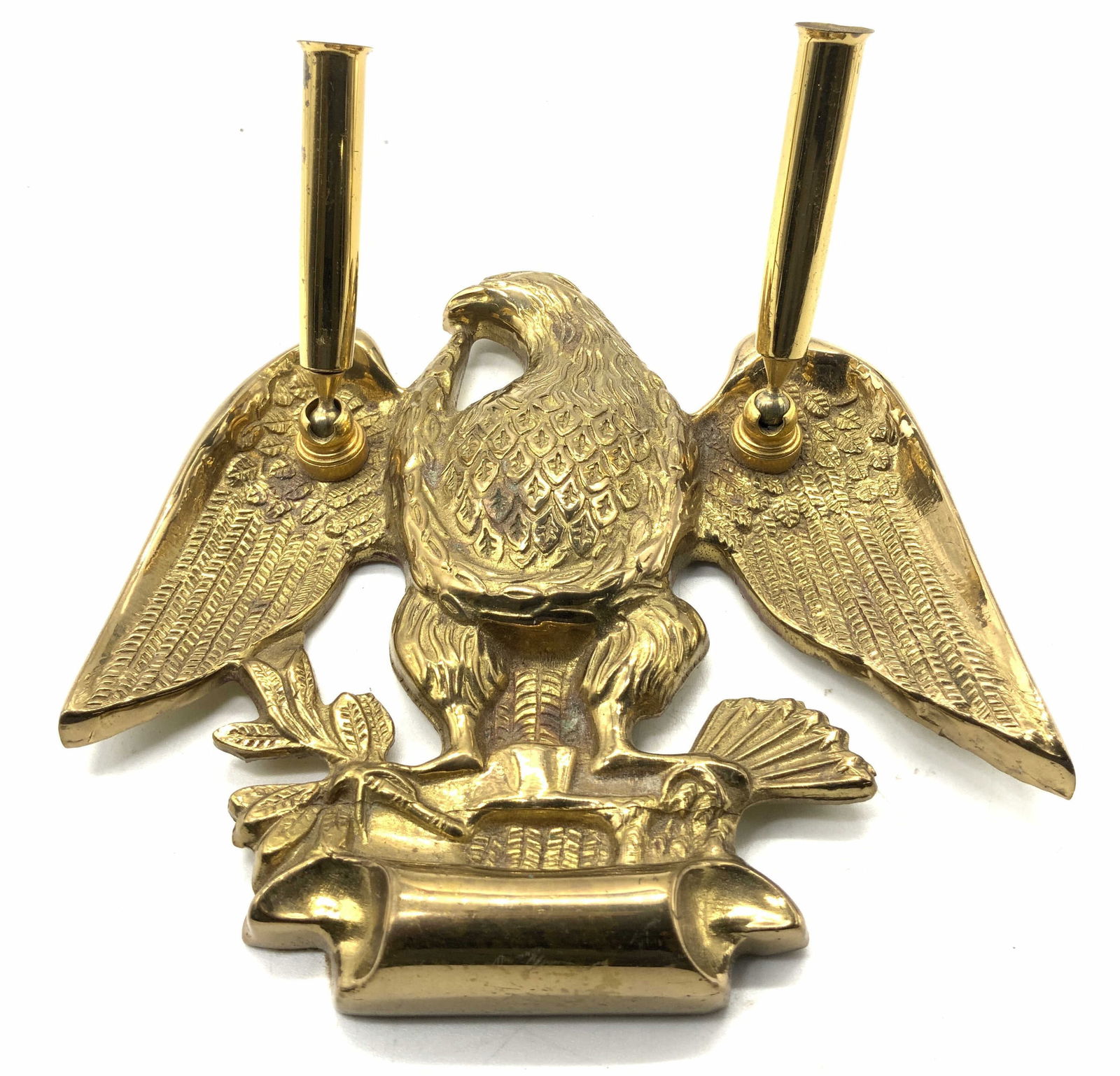 Vtg Brass American Eagle Dual Pen Holder (1 of 7)