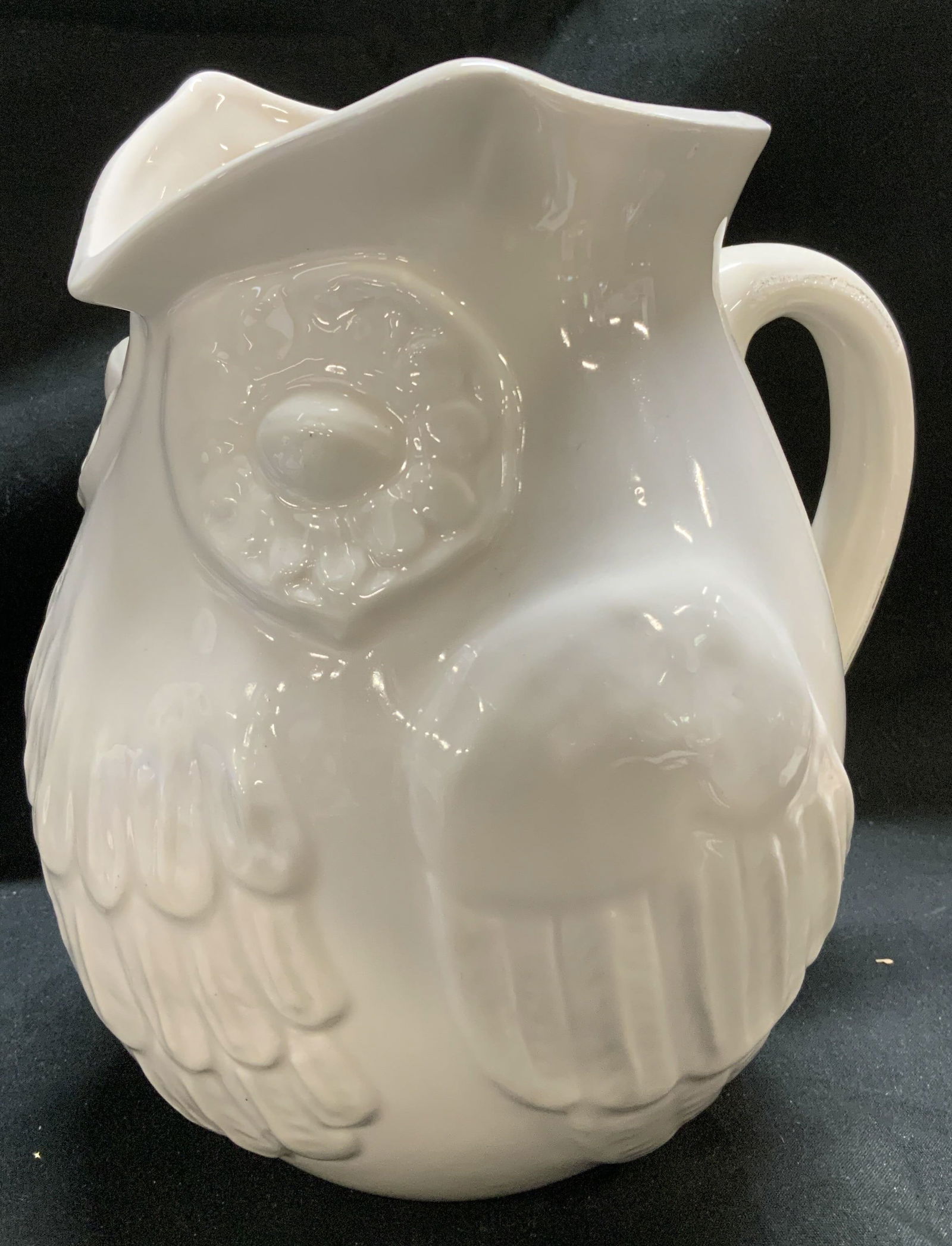 Vintage White Ceramic Owl Pitcher ITALY (1 of 7)