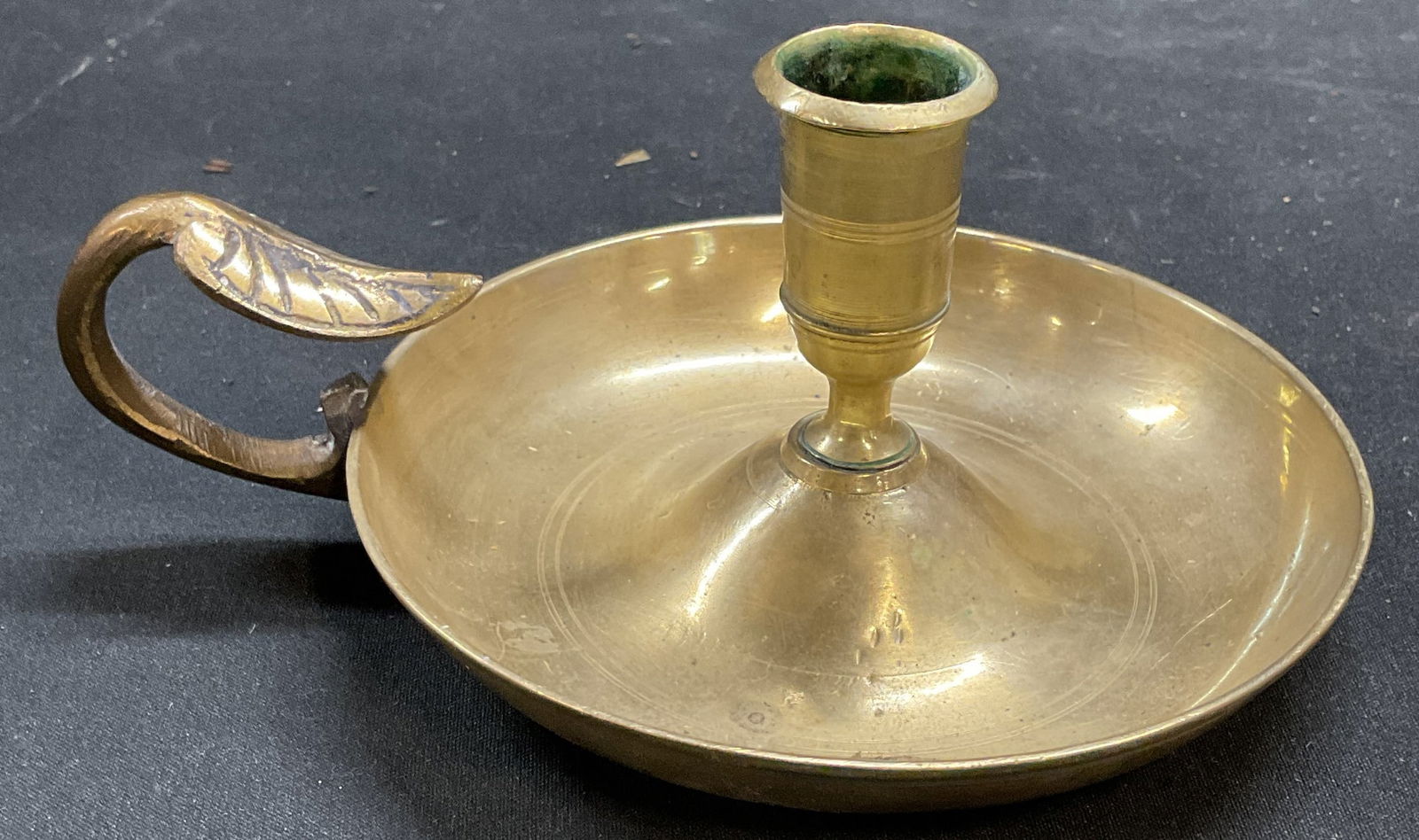Vtg Brass Leaf Chamber Stick Candle Holder (1 of 6)