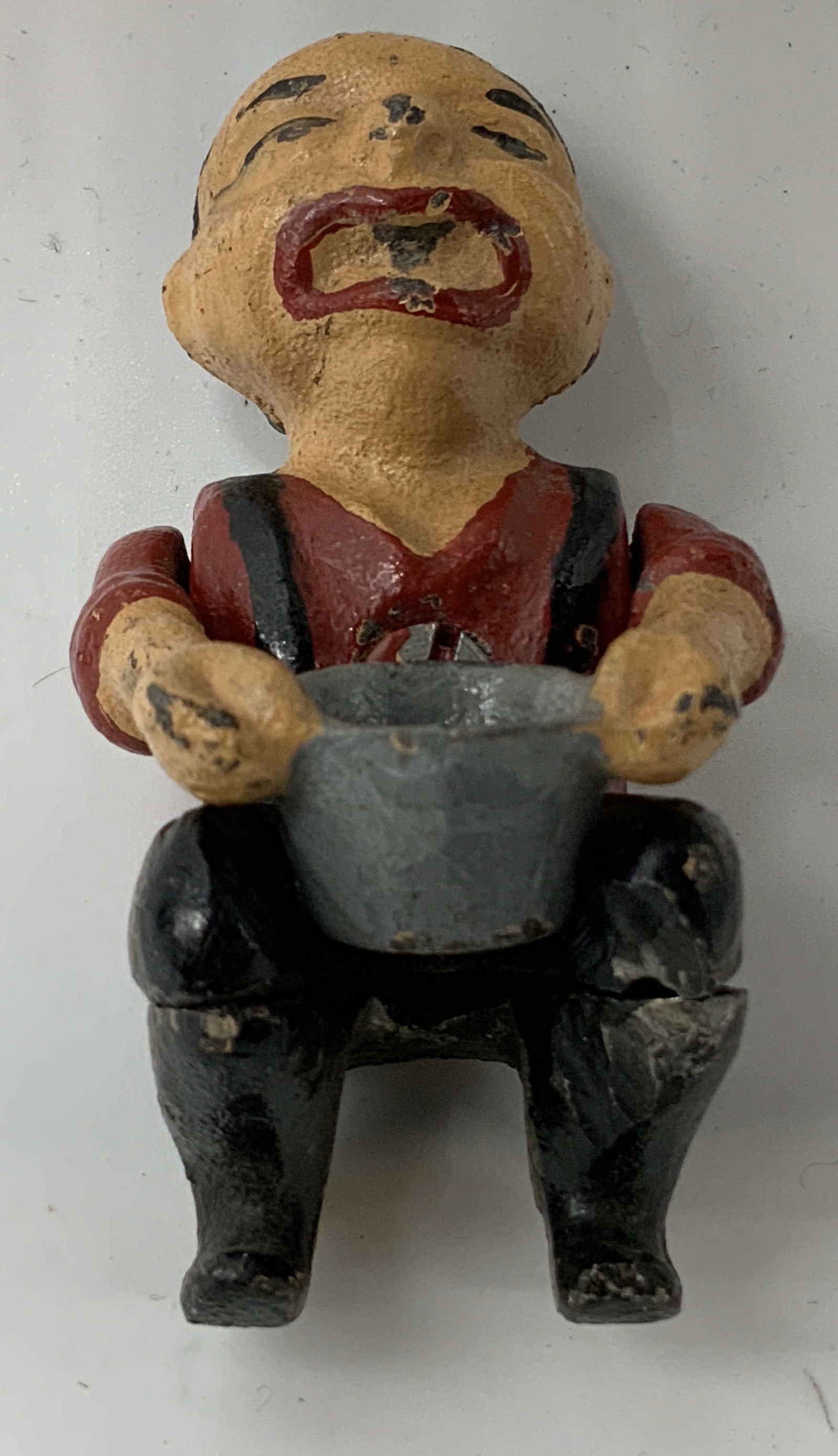 Vntg Cast Iron Farmer Milk Bucket Fig Articulated (1 of 7)