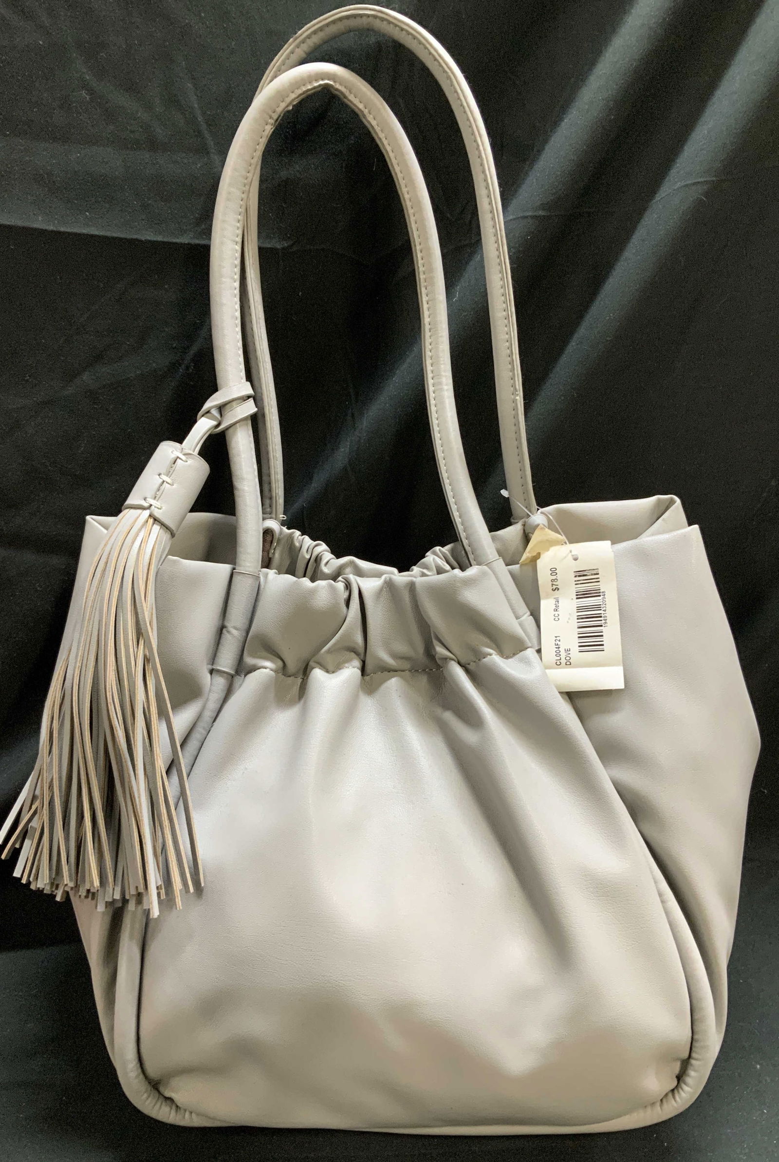 Grey Faux Leather Tassel Handbag NWT (1 of 7)