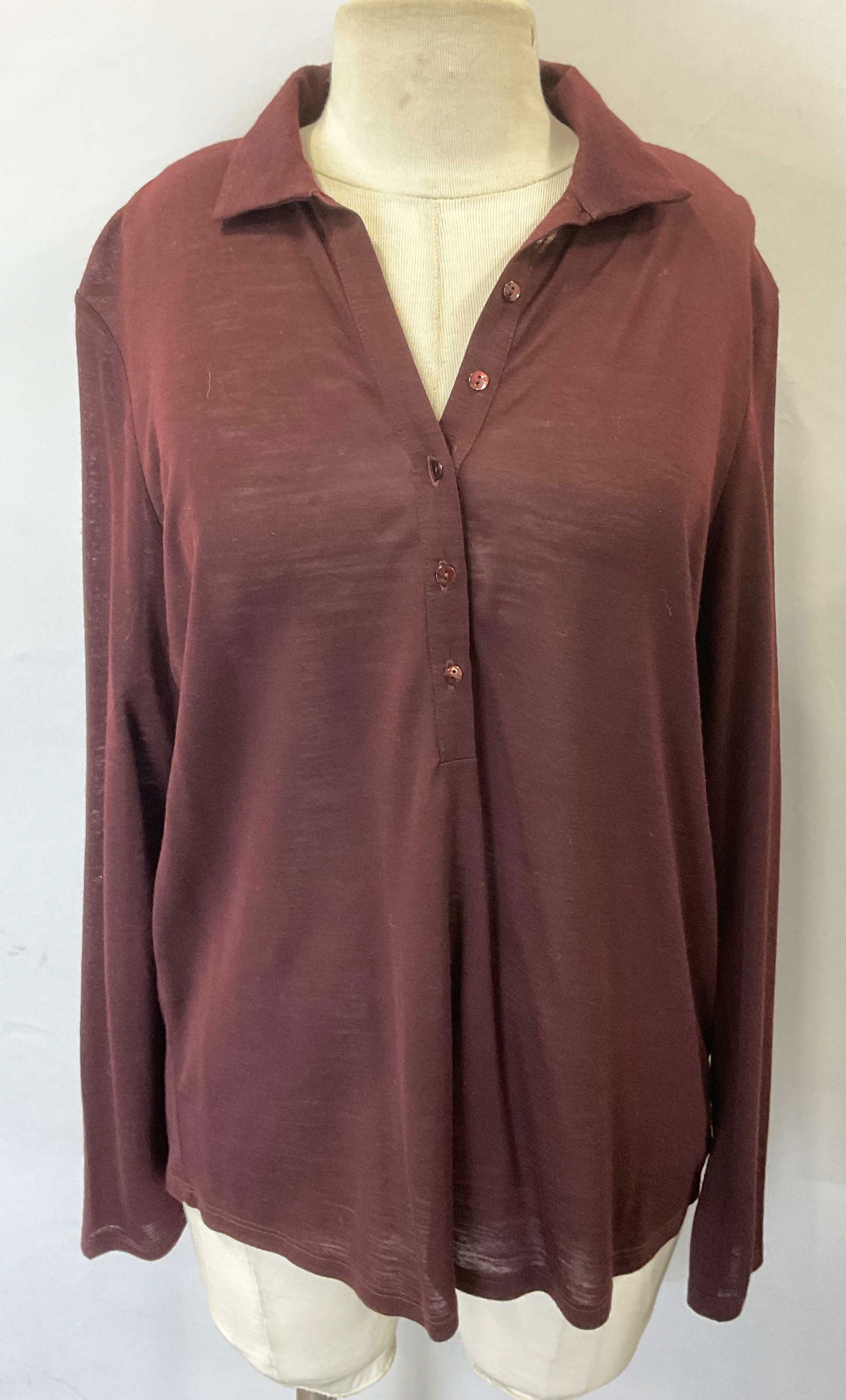 Massimo Dutti Burgundy Long Sleeve Top (1 of 6)