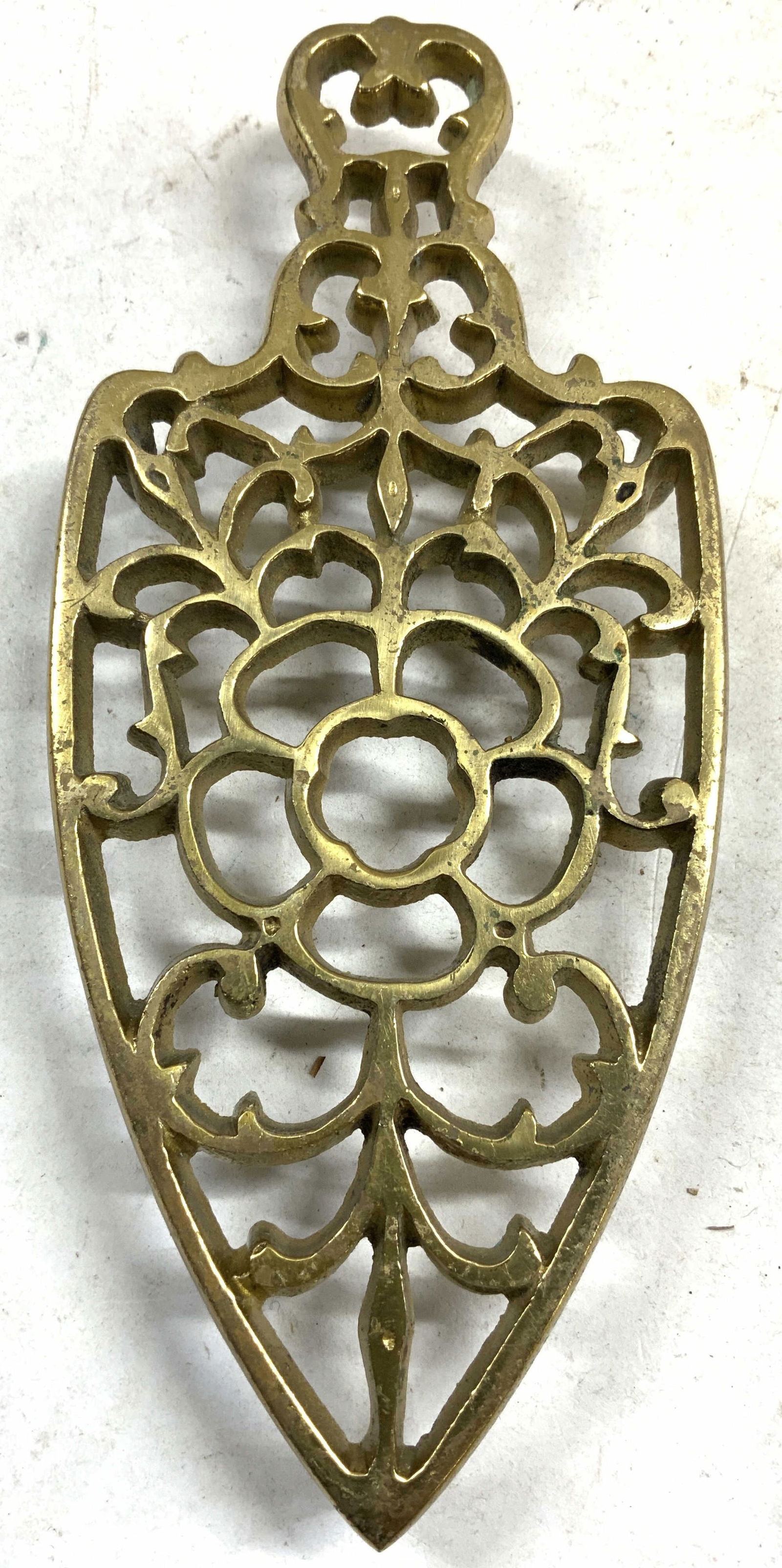 Vintage Footed Brass Iron Trivet (1 of 6)