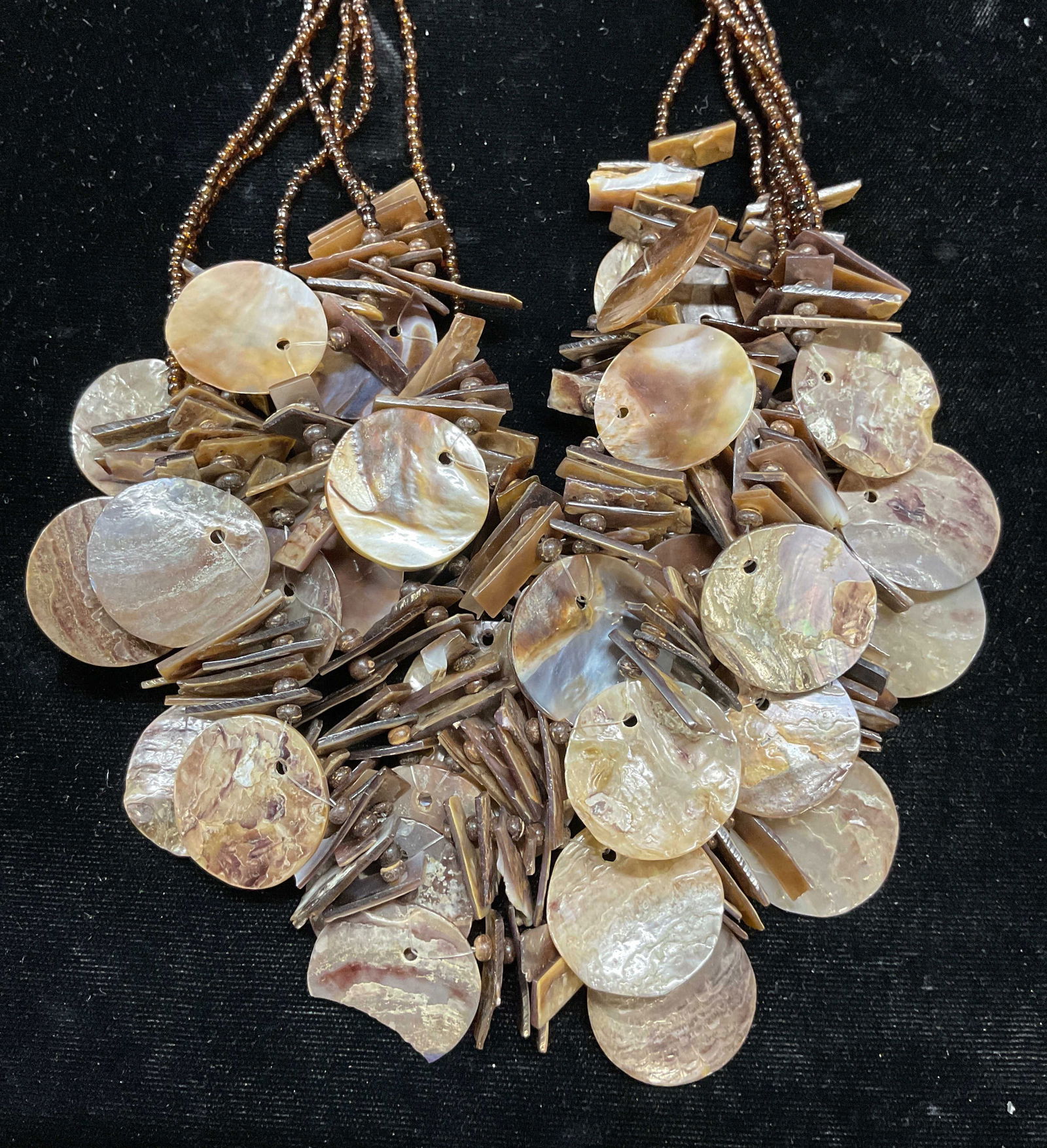 Vintage Tan Brown Shell Beaded Necklace (1 of 6)