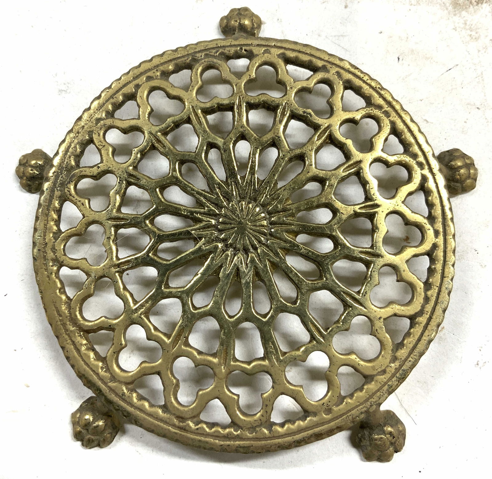 GLO MAR ARTWORKS INC Vtg Brss 5Paw Foot Trivet USA (1 of 6)