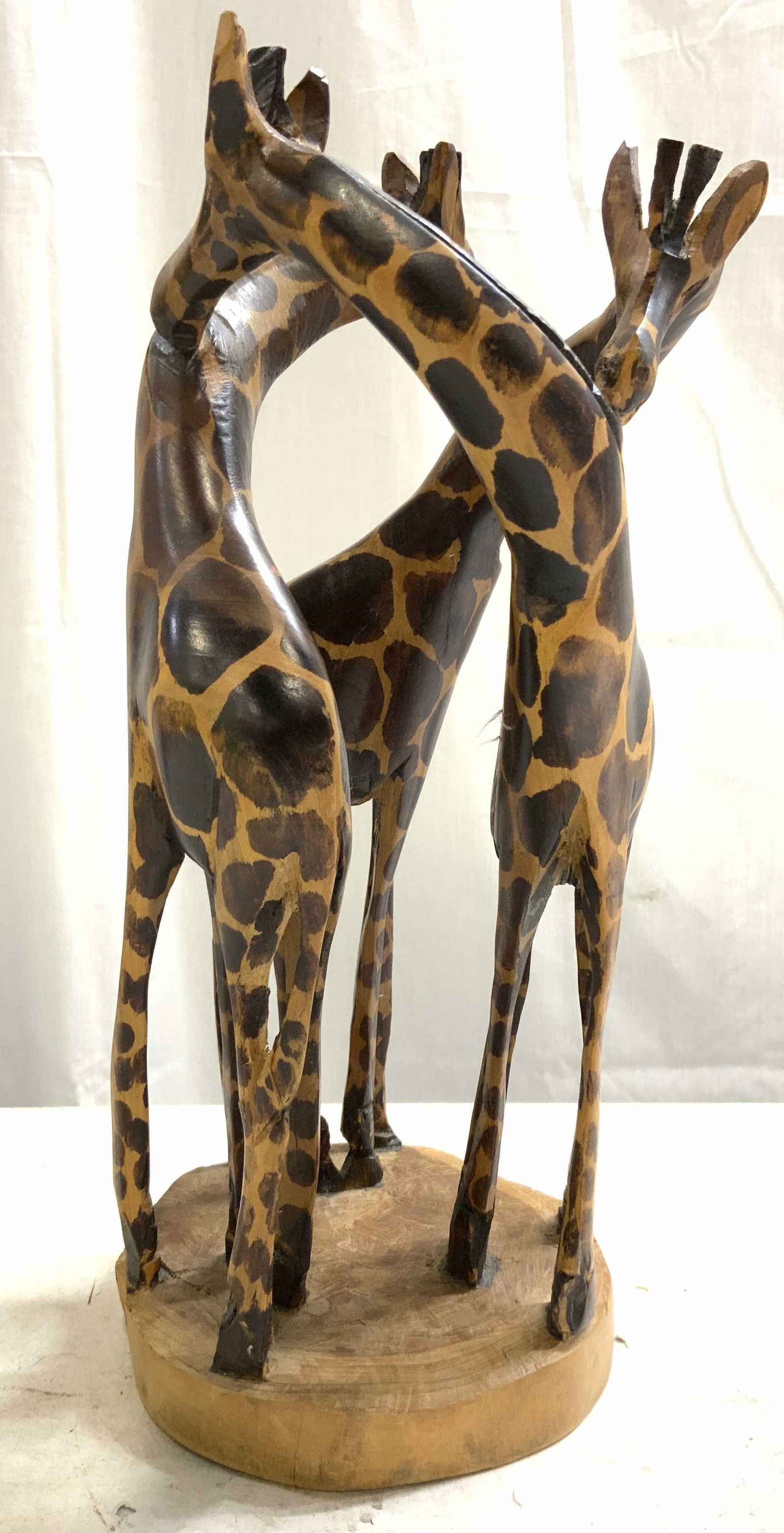 Hand Carved Wood African Folk Art Giraffes 12in (1 of 7)