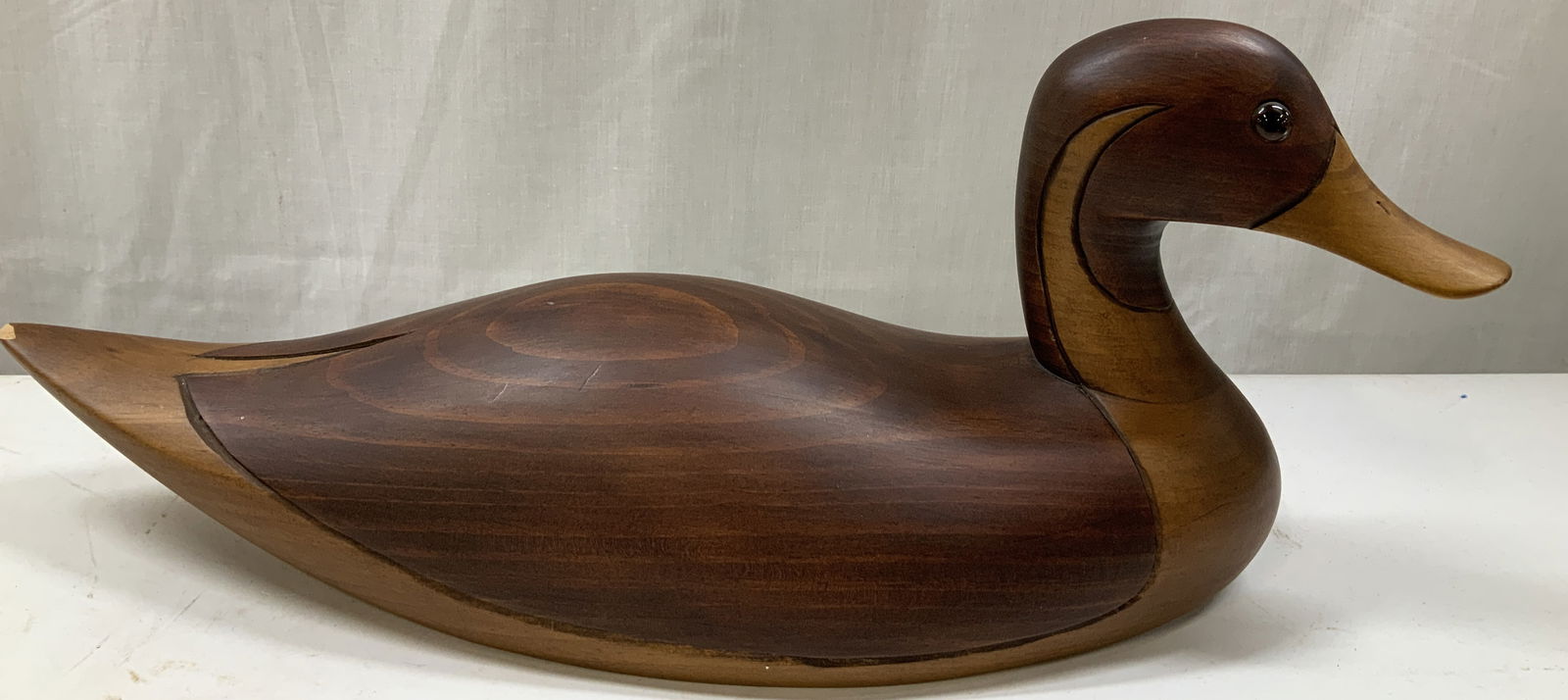 Vntg Signed Hand Carved Wooden Duck Decoy (1 of 7)