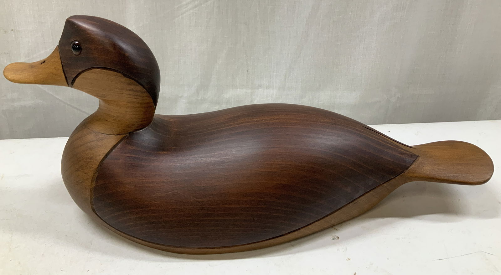 Vntg Signed Hand Carved Wooden Duck Decoy (1 of 7)