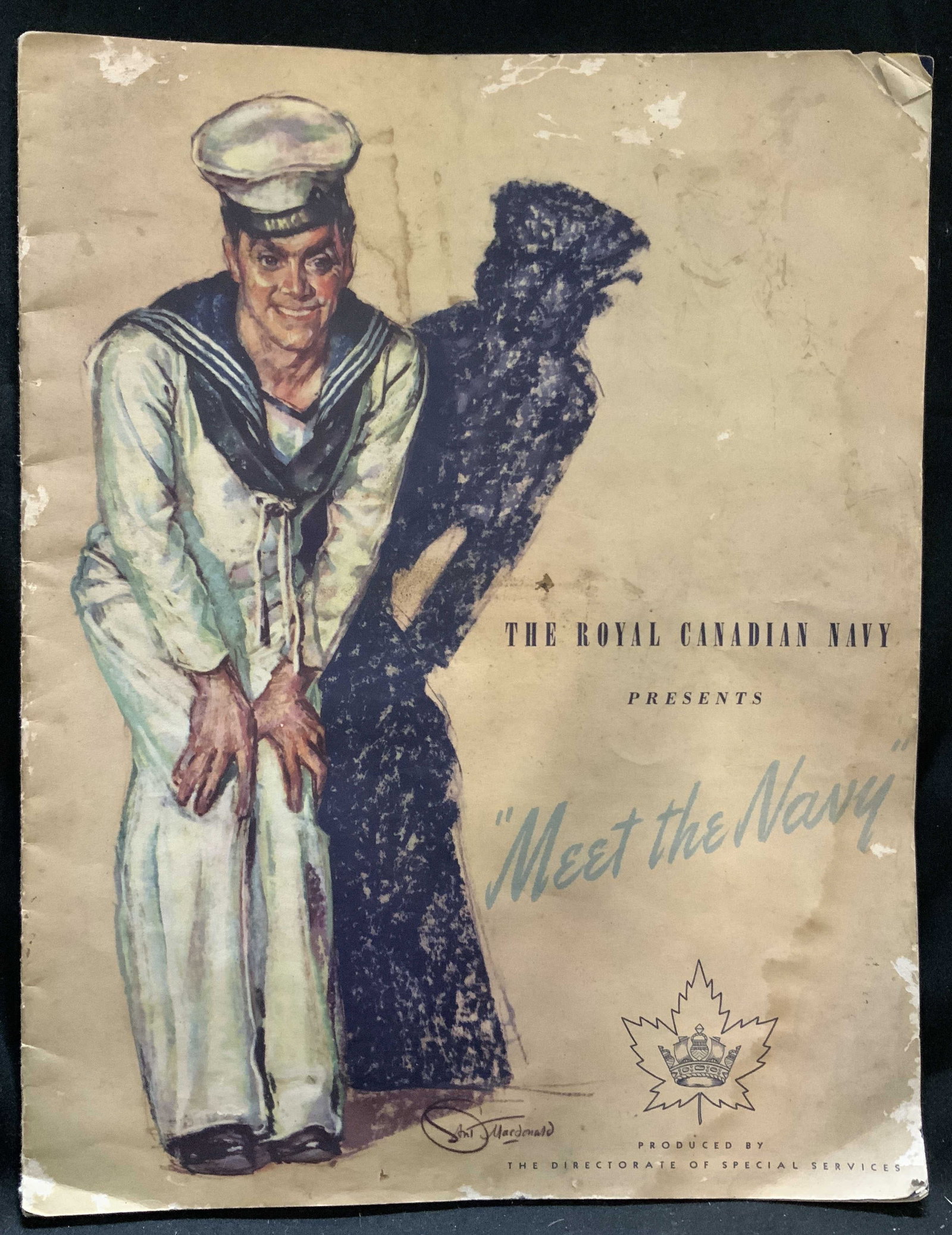 Vntg Royal Canadian Navy Meet The Navy Program: Front cover reads, The Royal Canadian Navy presents Meet the Navy. Produced by The Directorate of Special Services. Meet the Navy program was a contribution to good cheer & entertainment in the days o