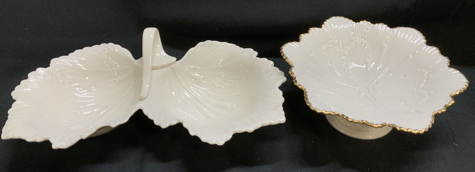 Lot 2 Lenox Footed & Double Leaf Candy Dish USA (1 of 8)