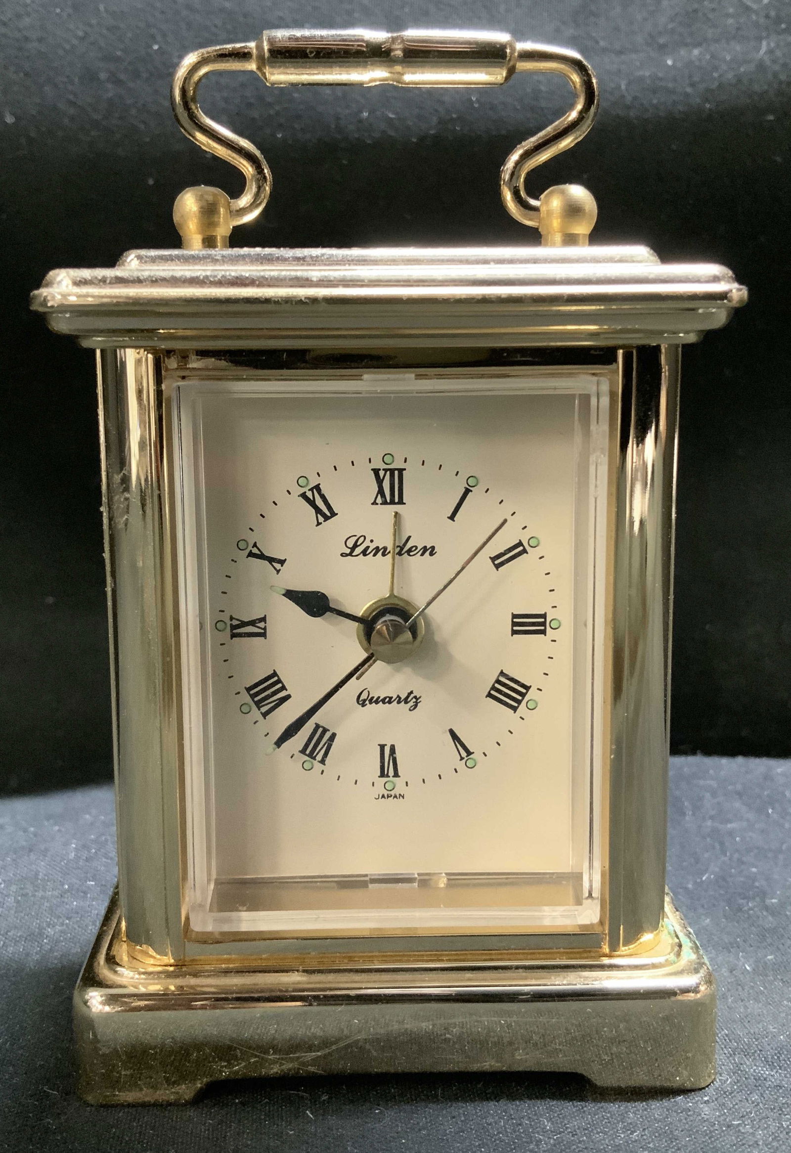 Vntg Linden Quartz Gilt Metal Alarm Clock JAPAN (1 of 7)