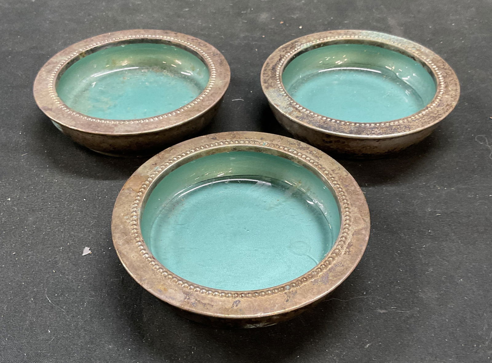 3 W&S Blackinton Silver Plate Glass Coasters (1 of 6)