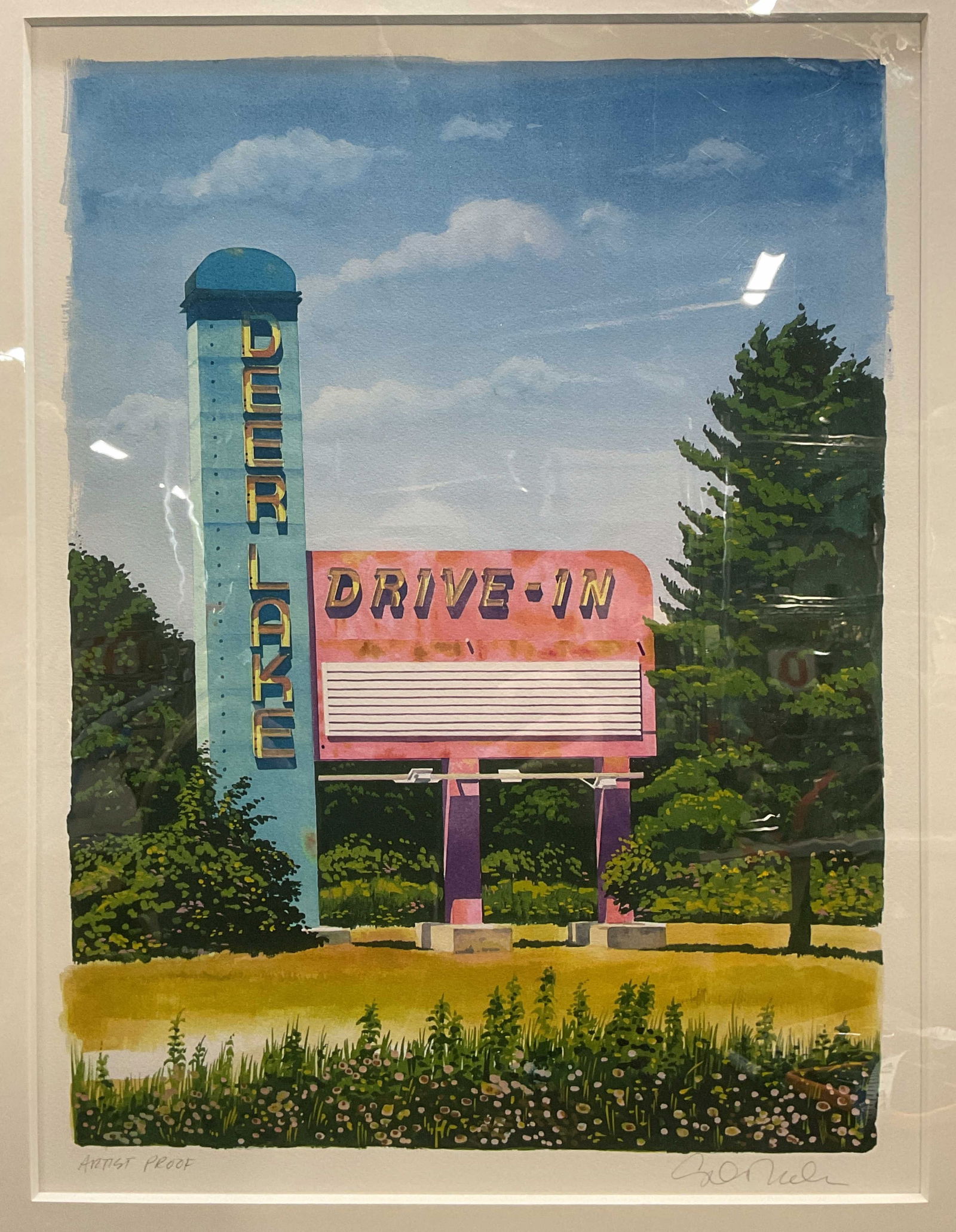 Signed Deer Lake Drive In Sign Lithograph (1 of 6)