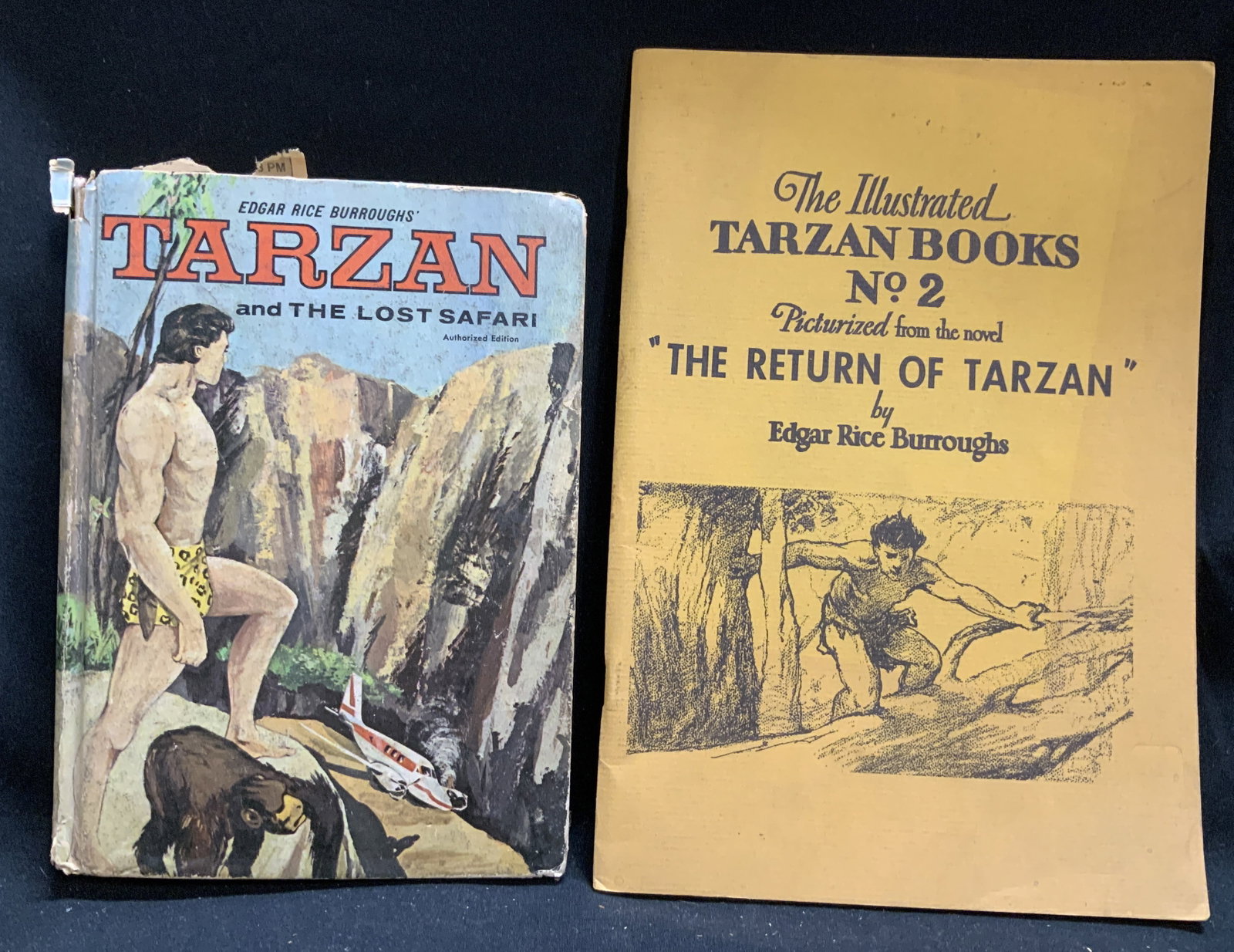 Lot 2 Vntg Tarzan Illustr 1960s Books Burroughs+: Lot includes, Tarzan & The Lost Safari. Authorized Ed. Illustrations by Tony Sgroi. (Copyright 1966 & 1957 by Edgar Rice Burroughs) & The Illustrated Tarzan Books No.2. Picturized from the novel The R