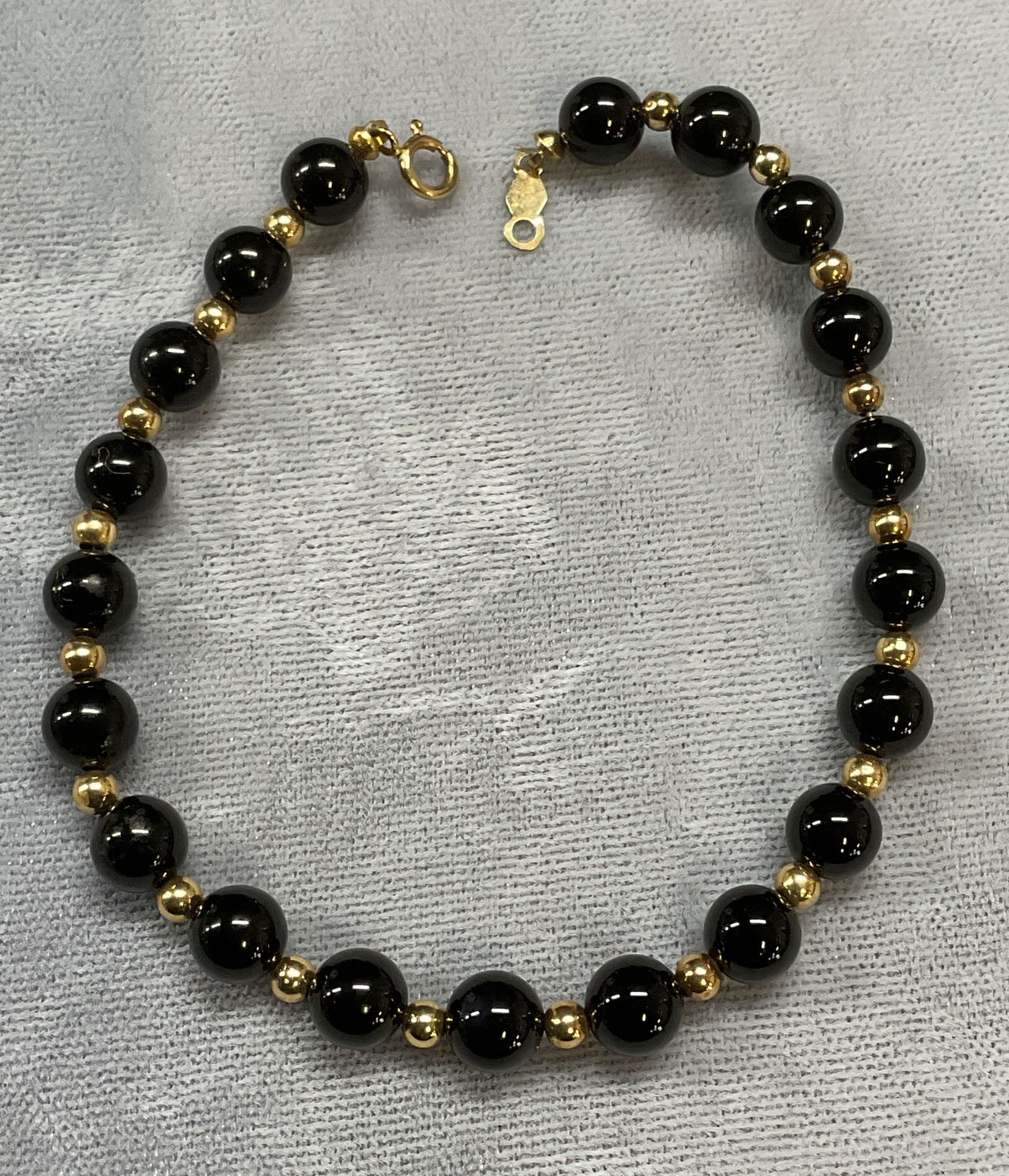 Vintage 14k Gold & Onyx Beaded Bracelet (1 of 6)
