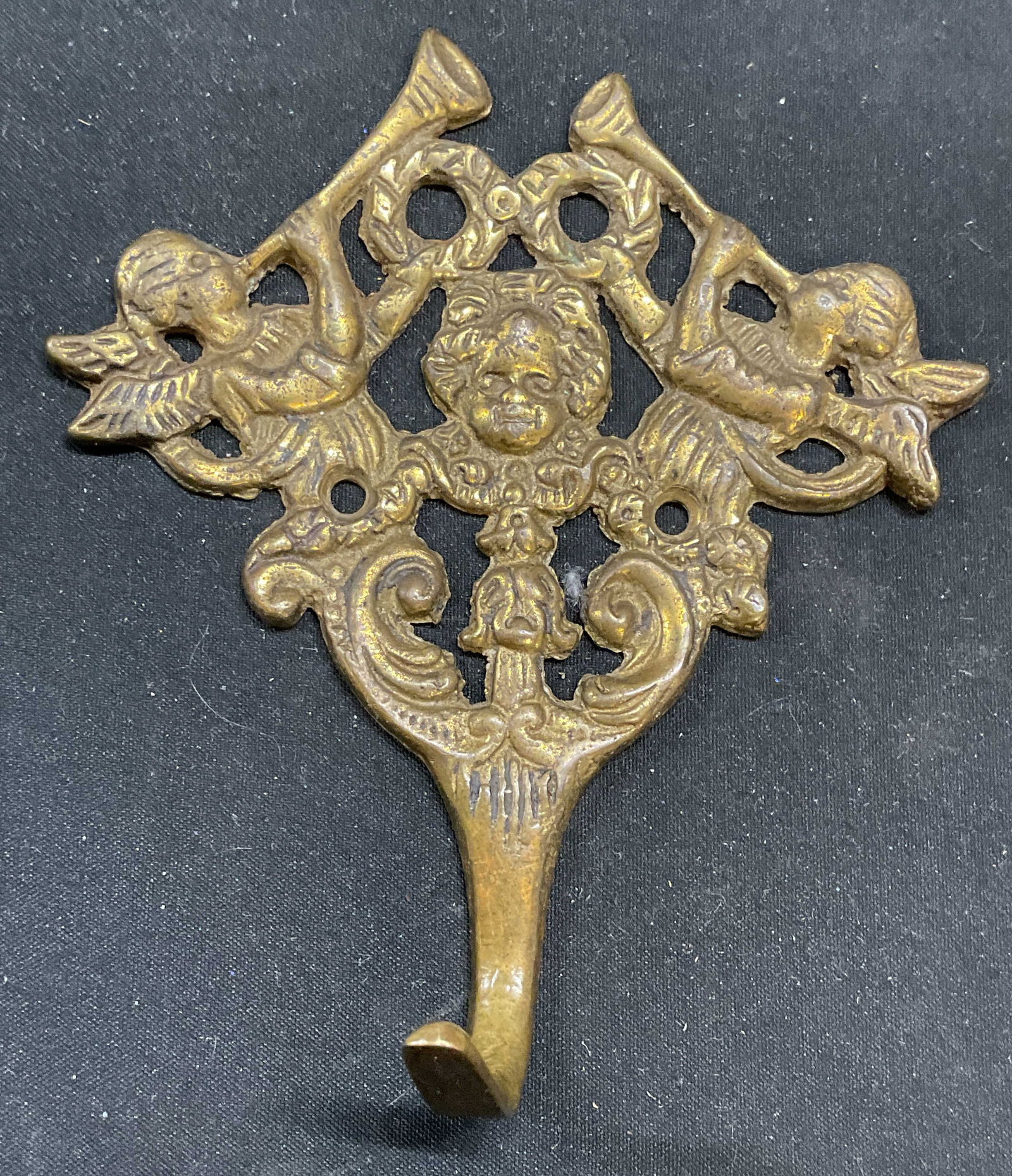 Vintage Brass Angel & Trumpet Wall Hook (1 of 6)
