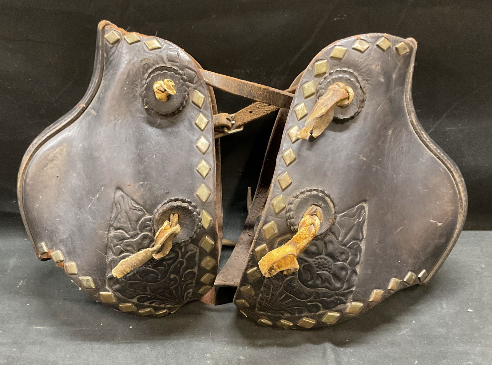 Tooled Leather Wood Horse Equestrian Stirrups (1 of 6)