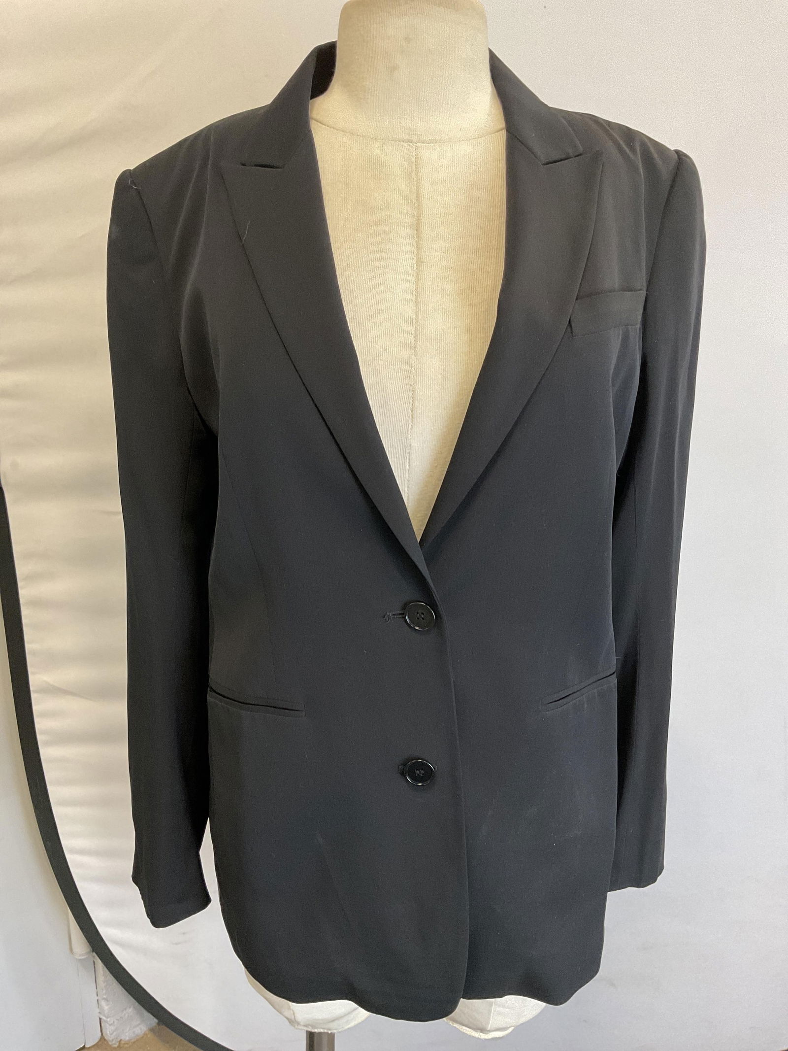 Theory Button Front Black Silk Blazer Jacket (1 of 6)