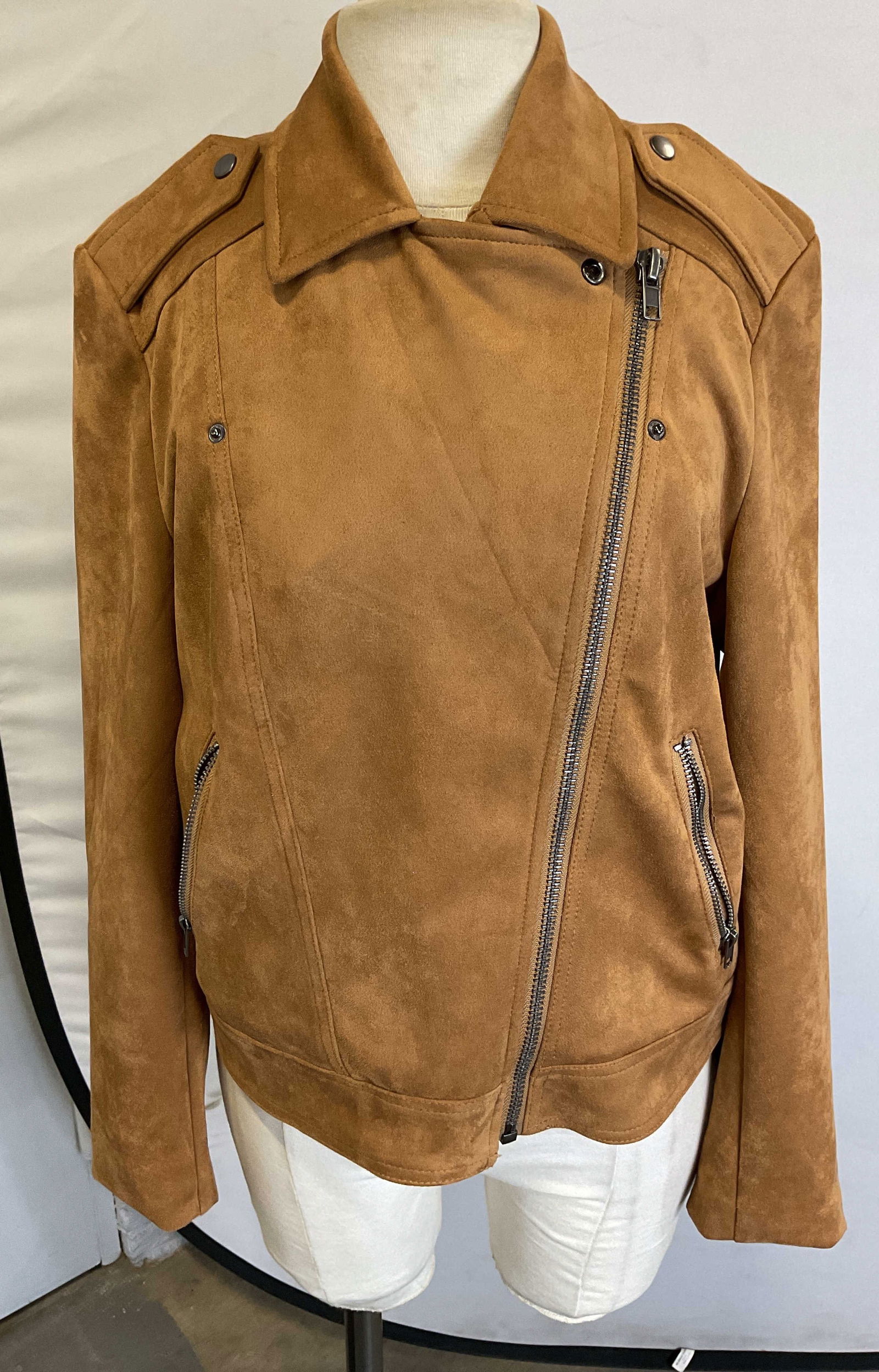 Philosophy Tan Faux Suede Moto Jacket (1 of 7)