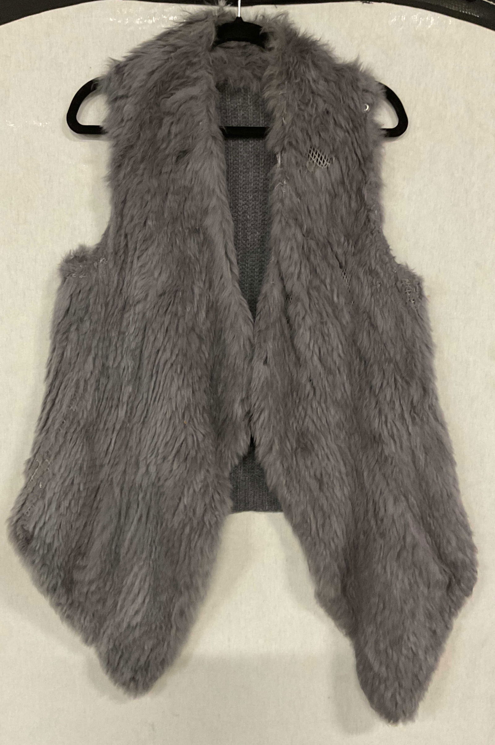 Grey Woven Faux Fur Sleeveless Vest (1 of 6)