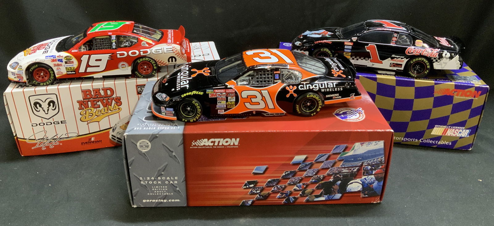 Lot 3 Assorted NASCAR 1:24 Die-Cast Metal Cars (1 of 12)