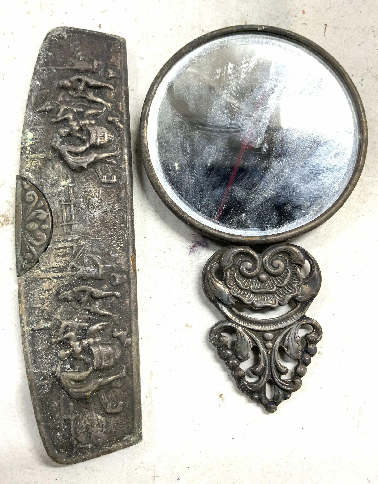 Atq Art Nouv Silv Pl H Mirror & Comb DENMARK (1 of 6)