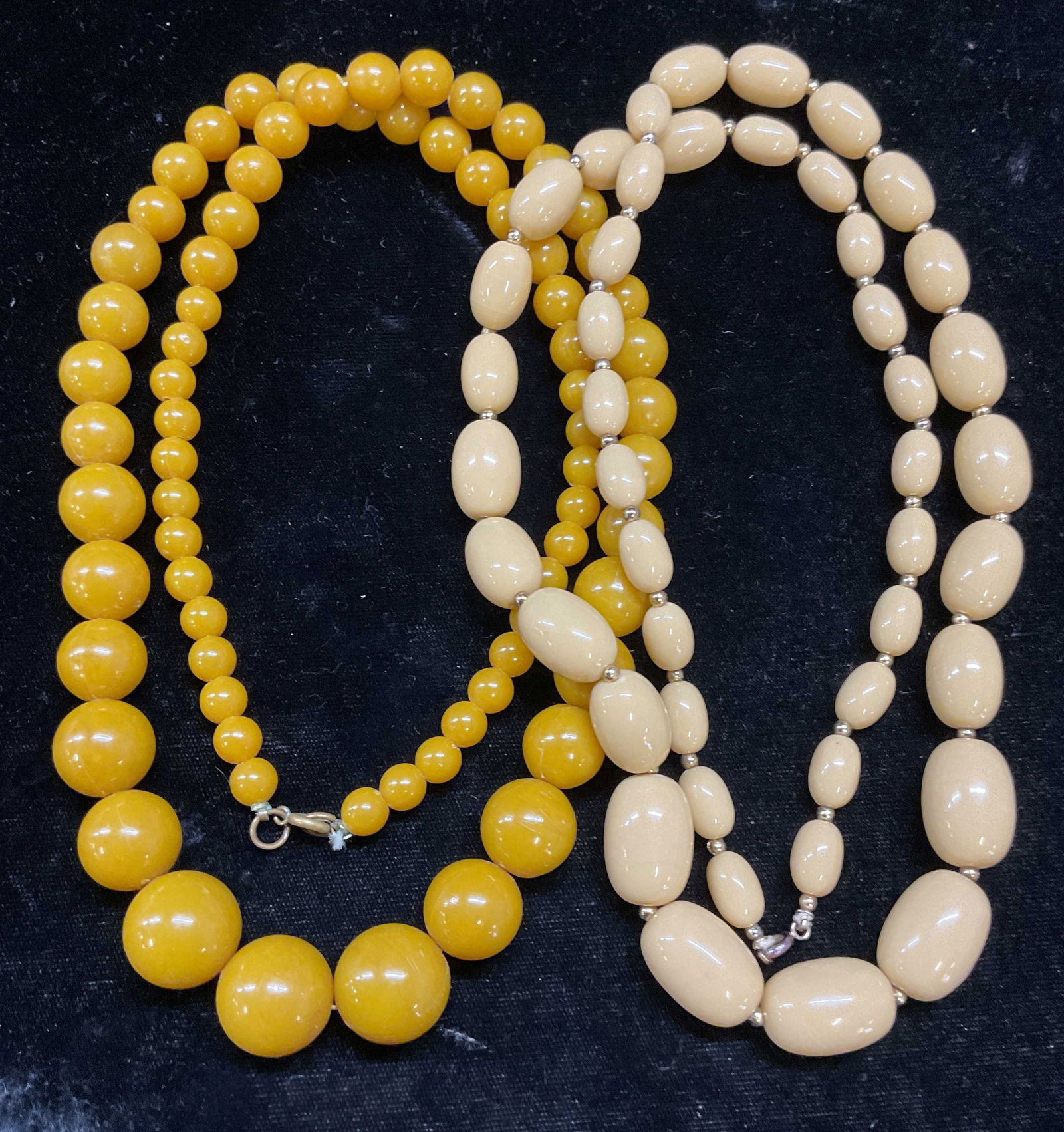 Lot 2 Lucite Faux Amber Beaded Necklaces (1 of 6)