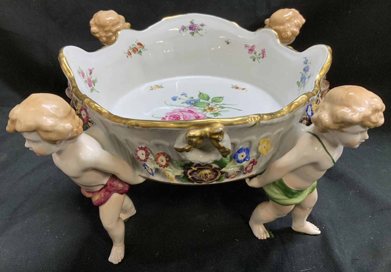 Antq Von Schierholz 4 Cherub Centerpiece Bowl