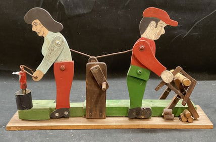 Vtg Handmade Folk Art Fgrl Kinetic Whirligig 13in