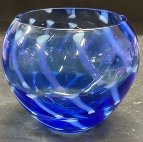 Waterford Evolution Cobalt Crystal Swirl Vase