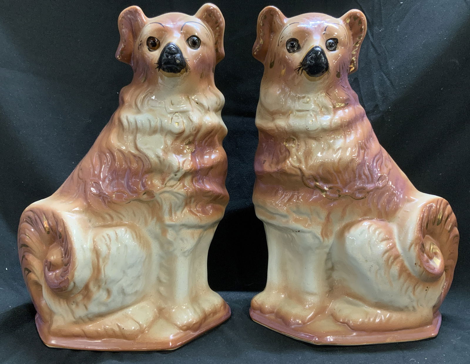 Vntg Pair Large Staffordshire Dog Sculptures 13in (1 of 7)