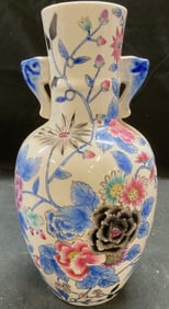 Signed Chinese Porcelain Floral Vase