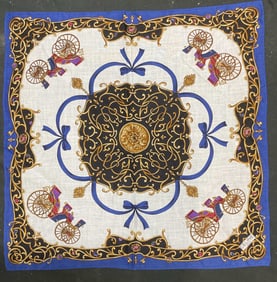 Vintage Celine Scroll Carriage Silk Scarf