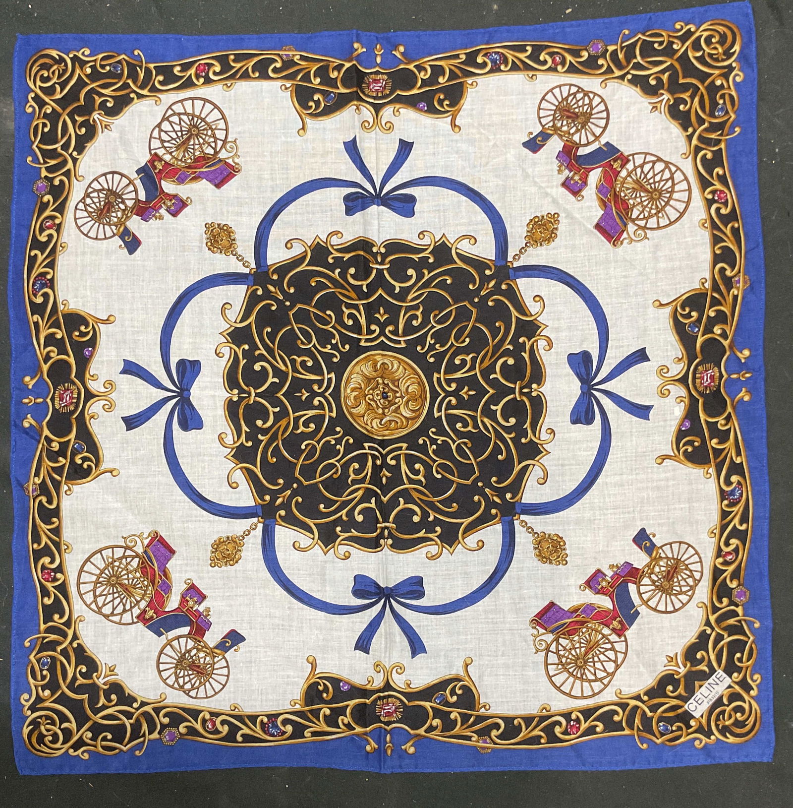 Vintage Celine Scroll Carriage Silk Scarf (1 of 6)