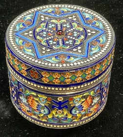 Antique Russian Gilded Silver Cloisonne Box