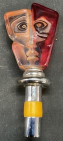 Hans Turnwald Art Glass Face Bottle Stopper German