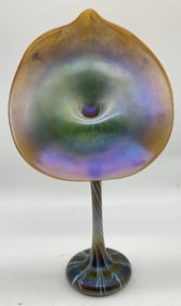 Hand Blown Carnival Glass Jack In The Pulpit Vase
