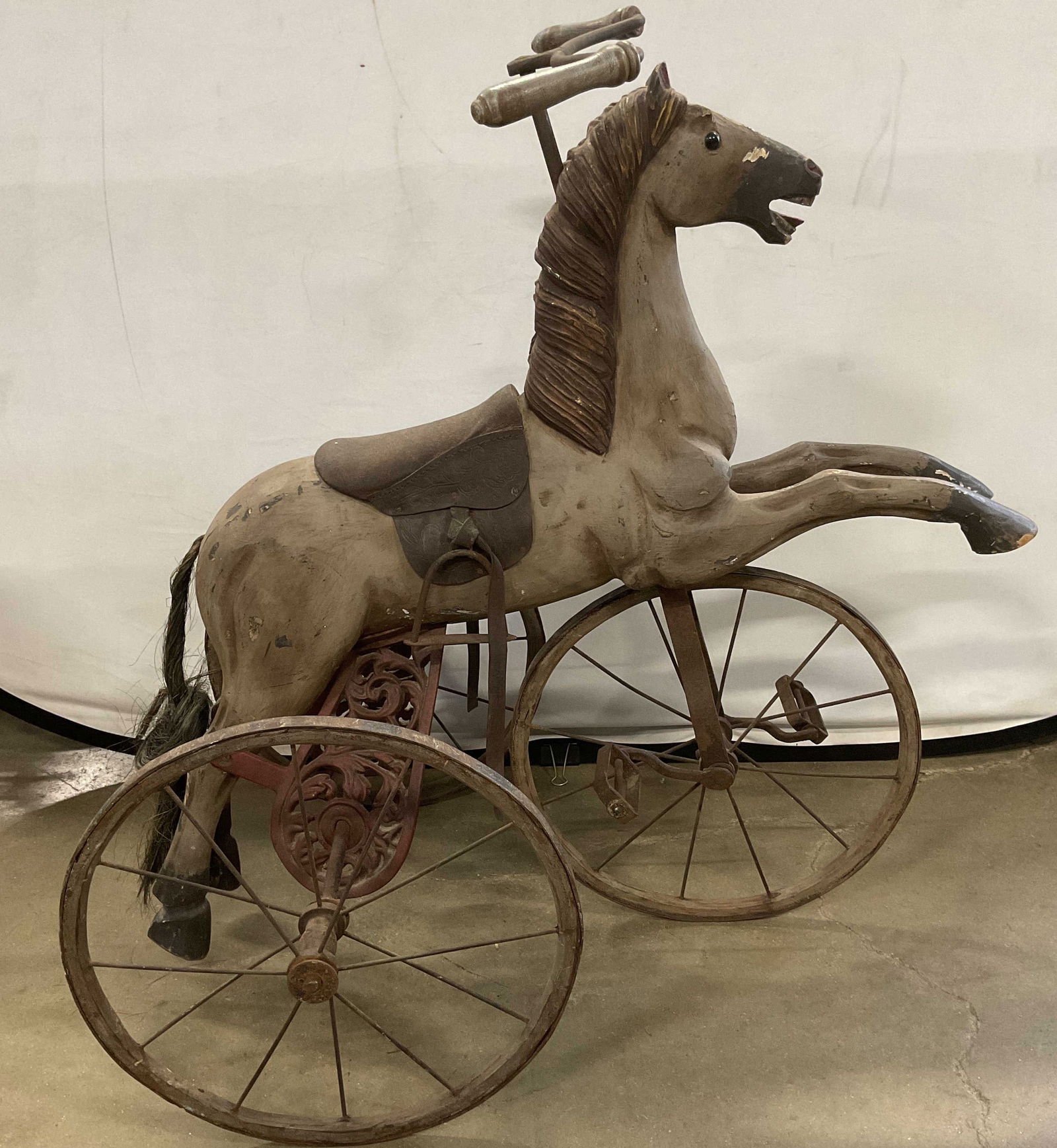 Antique Carved Horse Tricycle Velocipede 33in (1 of 8)