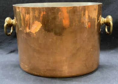 Vintage Handled Copper Tn Pot W/ Insert 13in W