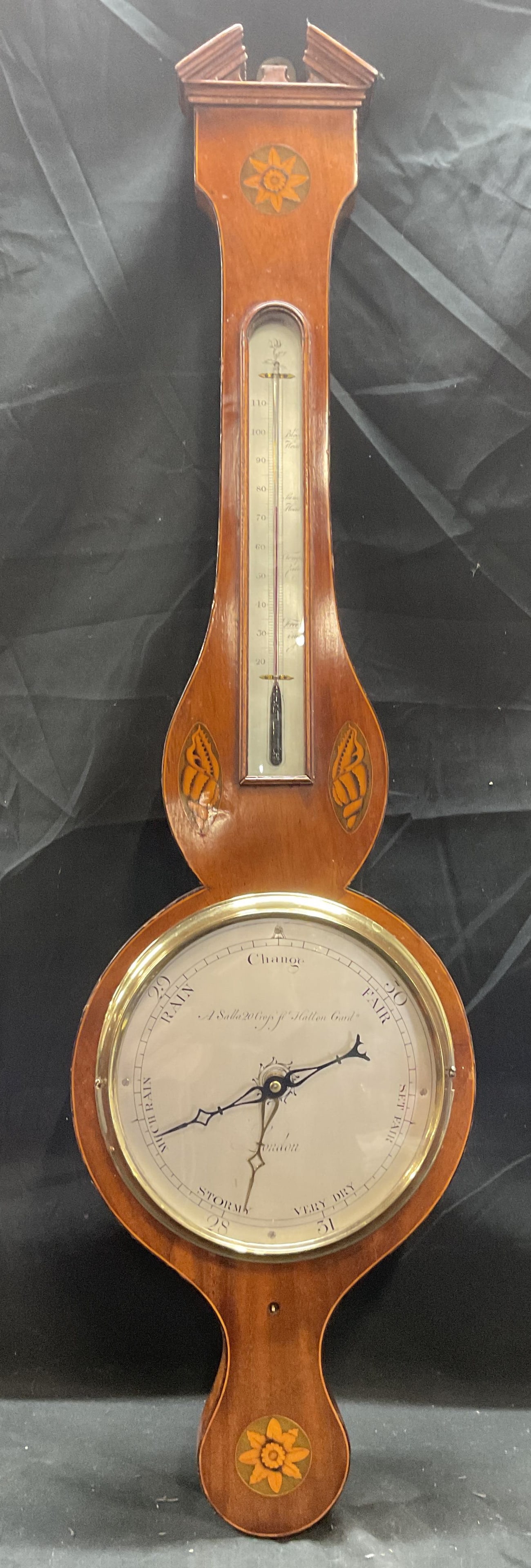 Antique A Salla Banjo Barometer, England 39in (1 of 7)