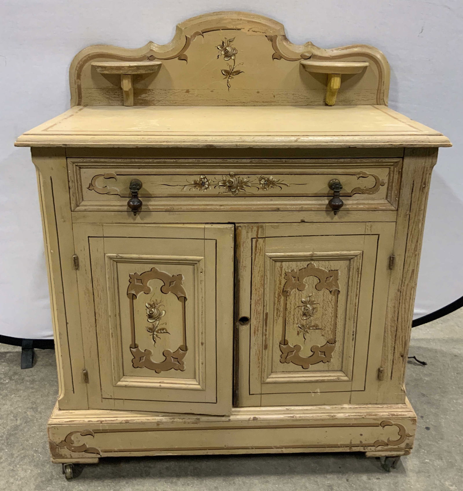 Vtg Wood Washstand W Drawers & Cabinet & Casters (1 of 10)