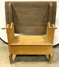 Atq Pine Hutch Top Table Bench W Storage