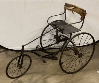 Antique Victorian Iron Frame Tricycle 40in