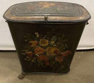 Antique Toleware Coal or Wood Container Box 21in