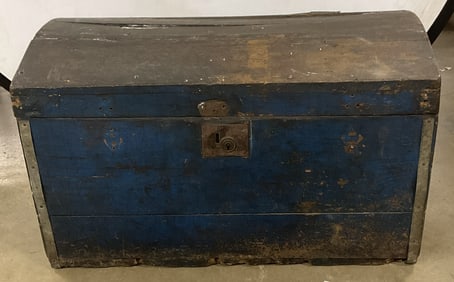 Antique Handcrafted Solid Wood Chest 30.75in
