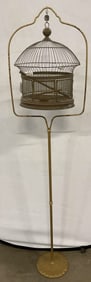 Antique Hendryx Birdcage with Gilt Stand USA 66in
